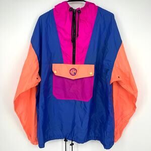 SKYR Sport Convertibles Vintage Neon Color Block 1/2 Zip Nylon Windbreaker Large